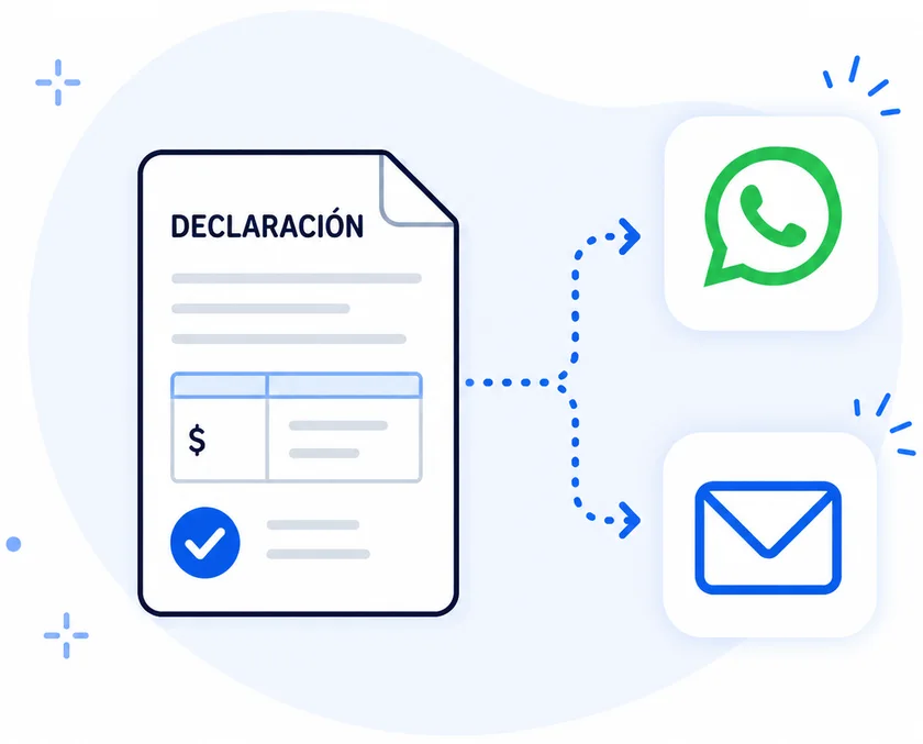 Declaración recibida por WhatsApp o correo